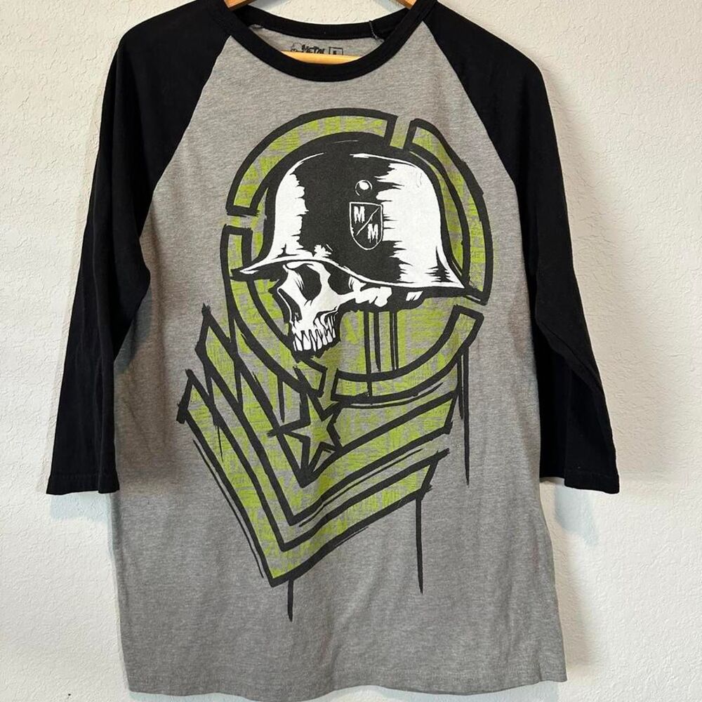 Metal-mulisha Men's Grey and Black T-shirt